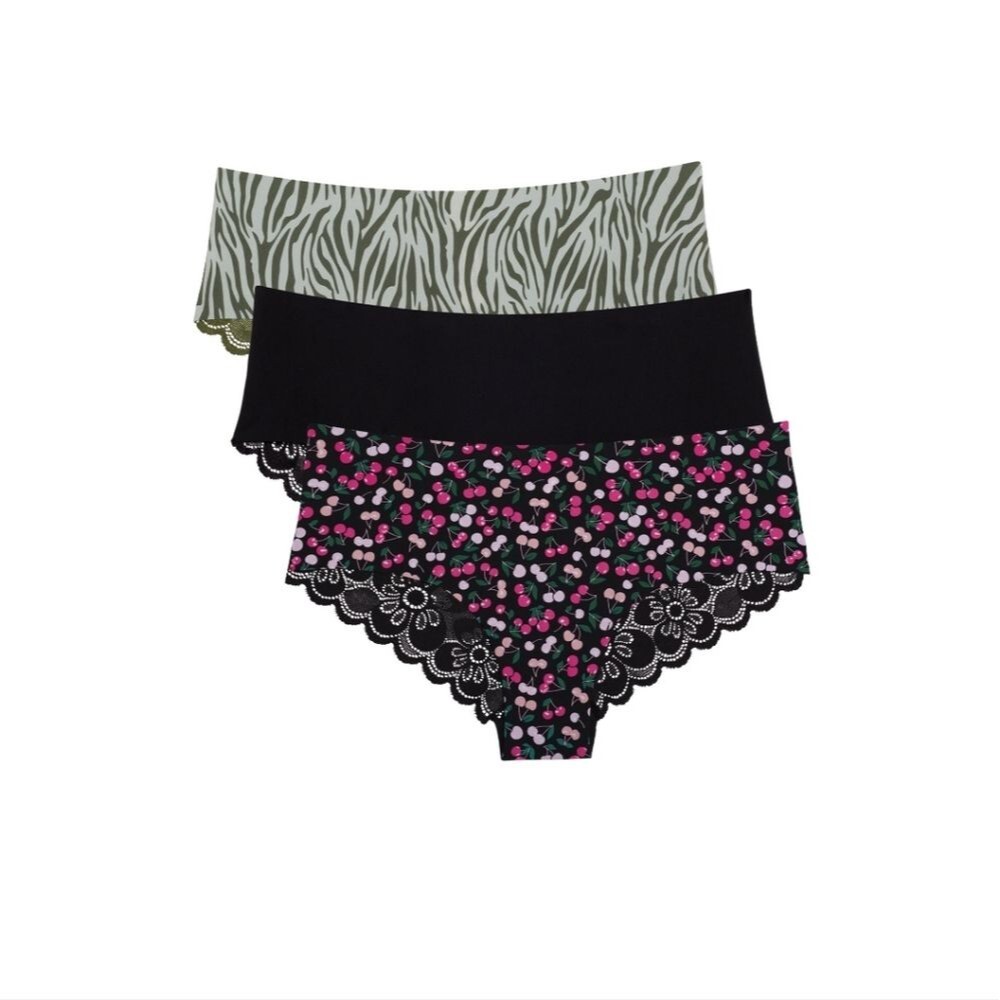 NWT No Boundaries Lace Back Cheeky Panty 3-pack Size Green L